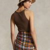 Brown Women’s Ralph Lauren Ribbed Cotton Tanks