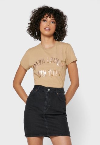 Brown Women’s Ralph Lauren Round Neck Logo T Shirts