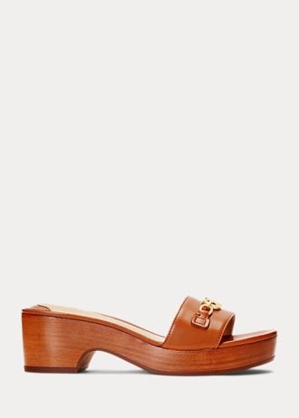 Brown Women’s Ralph Lauren Roxanne Nappa Leather Sandals
