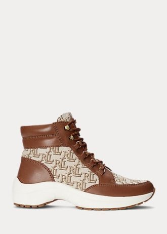 Brown Women’s Ralph Lauren Rylee Monogram Jacquard High-Top Sneakers