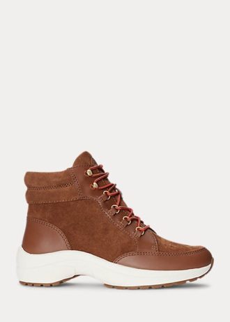 Brown Women’s Ralph Lauren Rylee Suede & Leather High-Top Sneakers