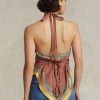 Brown Women’s Ralph Lauren Scarf-motif Mulberry Silk Halter Tops Brown Women’s Ralph Lauren Scarf-motif Mulberry Silk Halter Tops