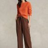 Brown Women’s Ralph Lauren Silk-Blend Wide-Leg Pants