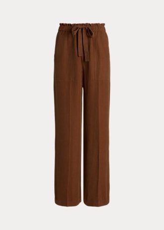Brown Women’s Ralph Lauren Silk-Blend Wide-Leg Pants