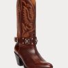 Brown Women’s Ralph Lauren Studded Calfskin Western Boots