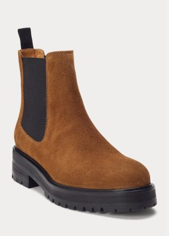 Brown Women’s Ralph Lauren Suede Lug Chelsea Boots