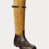 Brown Women’s Ralph Lauren Two-Tone Suede & Leather Ridings Boots