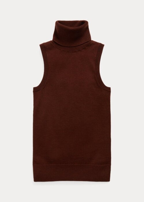 Brown Women’s Ralph Lauren Wool Sleeveless Turtleneck Sweaters Brown Women’s Ralph Lauren Wool Sleeveless Turtleneck Sweaters