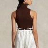 Brown Women’s Ralph Lauren Wool Sleeveless Turtleneck Sweaters Brown Women’s Ralph Lauren Wool Sleeveless Turtleneck Sweaters