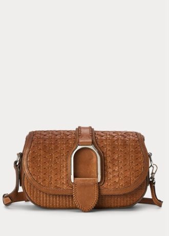 Brown Women’s Ralph Lauren Woven Calfskin Welington Shoulder Bags