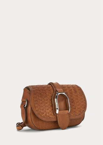 Brown Women’s Ralph Lauren Woven Calfskin Welington Shoulder Bags