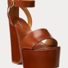 Brown Women’s Ralph Lauren Zadie Burnished Calfskin Sandals