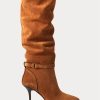 Brown Women’s Ralph Lauren Zoe Tall Sueded Calfskin Boots