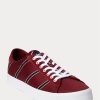 Burgundy Men’s Ralph Lauren Nelson Striped Wool-Cotton Sneakers