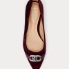 Burgundy Women’s Ralph Lauren Lilah Velvet Ballet Flat Shoes