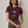 Burgundy Women’s Ralph Lauren Tweed Bear Cotton  T Shirts