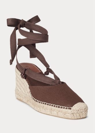 Chocolate Women’s Ralph Lauren Canvas Wedge Espadrille