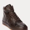 Chocolate Women’s Ralph Lauren Jaemyn Calfskin High-Top Sneakers