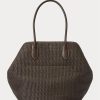 Chocolate Women’s Ralph Lauren Leather-Trim Straw Large Bellport Tote Bags Chocolate Women’s Ralph Lauren Leather-Trim Straw Large Bellport Tote Bags