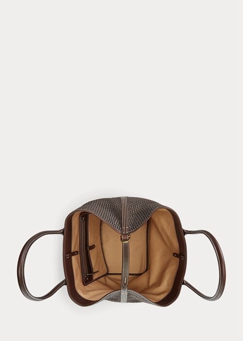 Chocolate Women’s Ralph Lauren Leather-Trim Straw Large Bellport Tote Bags Chocolate Women’s Ralph Lauren Leather-Trim Straw Large Bellport Tote Bags