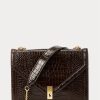 Chocolate Women’s Ralph Lauren Polo ID Croc-Embossed Envelope Chain Handbag