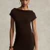 Chocolate Women’s Ralph Lauren Straight-Neck Cashmere Dress Chocolate Women’s Ralph Lauren Straight-Neck Cashmere Dress