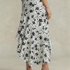 Cream / Black Women’s Ralph Lauren Floral Ruffled Asymmetrical Linen Skirts