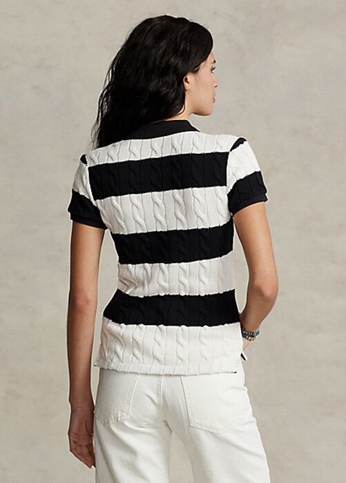 Cream / Black Women’s Ralph Lauren Slim Fit Cable-Knit Polo Shirts Cream / Black Women’s Ralph Lauren Slim Fit Cable-Knit Polo Shirts