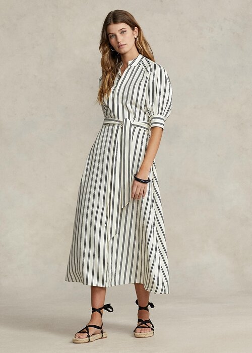 Cream / Black Women’s Ralph Lauren Striped Mulberry Silk Dress Cream / Black Women’s Ralph Lauren Striped Mulberry Silk Dress