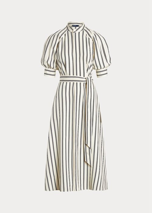 Cream / Black Women’s Ralph Lauren Striped Mulberry Silk Dress Cream / Black Women’s Ralph Lauren Striped Mulberry Silk Dress