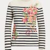 Cream / Navy Women’s Ralph Lauren Floral & Striped Jersey Long-Sleeve T Shirts