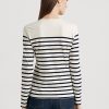 Cream / Navy Women’s Ralph Lauren Floral & Striped Jersey Long-Sleeve T Shirts