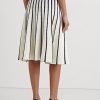 Cream / Navy Women’s Ralph Lauren Striped Knit Midi Skirts
