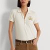 Cream Women’s Ralph Lauren Beaded-Crest Piqué Polo Shirts