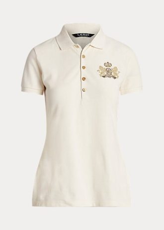 Cream Women’s Ralph Lauren Beaded-Crest Piqué Polo Shirts