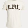 Cream Women’s Ralph Lauren Beaded-Logo Jersey T Shirts Cream Women’s Ralph Lauren Beaded-Logo Jersey T Shirts
