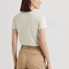 Cream Women’s Ralph Lauren Beaded-Logo Jersey T Shirts Cream Women’s Ralph Lauren Beaded-Logo Jersey T Shirts