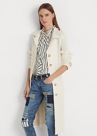 cream women s ralph lauren belted herringbone linen coats 1 330x461 - Cream Women's Ralph Lauren Belted Herringbone Linen Coats