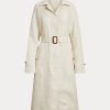 Cream Women’s Ralph Lauren Belted Herringbone Linen Coats