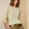 Cream Women’s Ralph Lauren Cable-Knit Silk Crewneck Sweaters