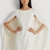 Cream Women’s Ralph Lauren Cape Georgette Cocktail Dress