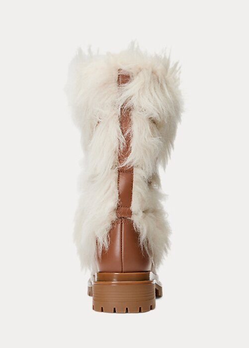 Cream Women’s Ralph Lauren Celia Shearling & Burnished Leather Boots Cream Women’s Ralph Lauren Celia Shearling & Burnished Leather Boots