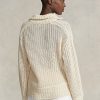 Cream Women’s Ralph Lauren Cross-Stitch Lace-Up Cotton-Wool Sweaters Cream Women’s Ralph Lauren Cross-Stitch Lace-Up Cotton-Wool Sweaters