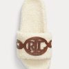 Cream Women’s Ralph Lauren Dixie Leather-Trim Shearling Flat Shoes