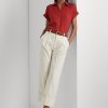 Cream Women’s Ralph Lauren Double-Faced Stretch Cotton Ankle Pants