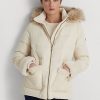 Cream Women’s Ralph Lauren Faux Fur-Trim Down Coats