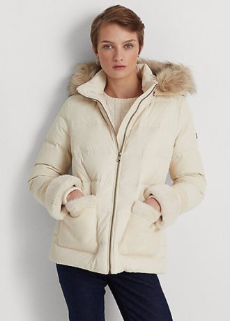 Cream Women’s Ralph Lauren Faux Fur-Trim Down Coats Cream Women’s Ralph Lauren Faux Fur-Trim Down Coats