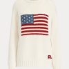 Cream Women’s Ralph Lauren Flag Cashmere Crewneck Sweaters Cream Women’s Ralph Lauren Flag Cashmere Crewneck Sweaters