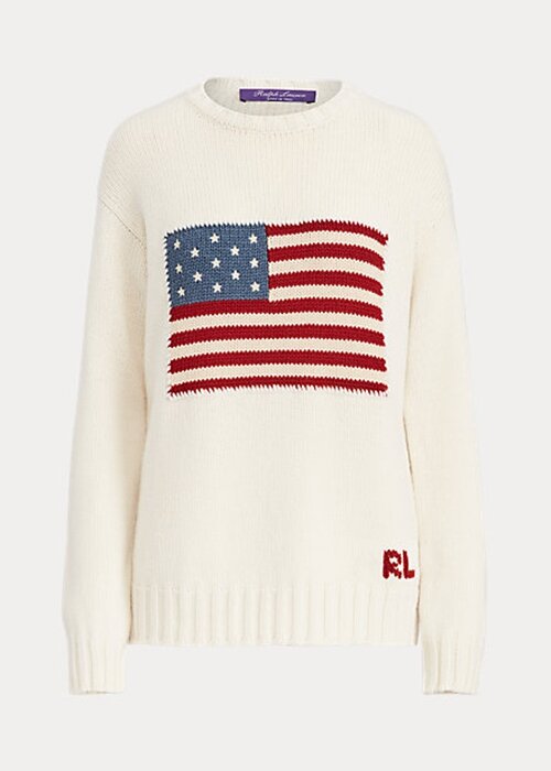 Cream Women’s Ralph Lauren Flag Cashmere Crewneck Sweaters Cream Women’s Ralph Lauren Flag Cashmere Crewneck Sweaters