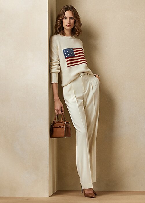 Cream Women’s Ralph Lauren Flag Cashmere Crewneck Sweaters Cream Women’s Ralph Lauren Flag Cashmere Crewneck Sweaters